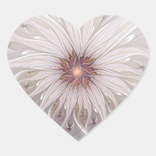 Blumenfantasie, abstrakte moderne Pastellblume Herz-Aufkleber