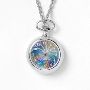 Blumenfantasie, Abstraktes Fraktal Name Armbanduhr
