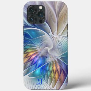 Blumenfantasie, abstraktes fraktales Blumenmonogra Case-Mate iPhone Hülle
