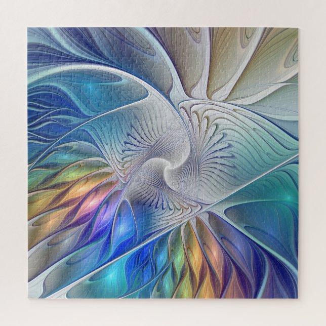 Blumenfantasie, buntes Abstraktes Fraktal Blume (Vertikal)