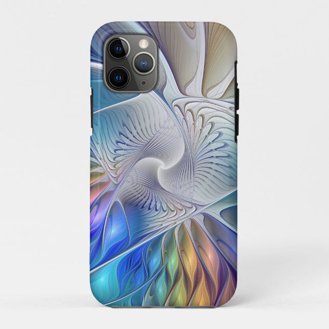 Blumenfantasie, buntes Abstraktes Fraktal Blume Case-Mate iPhone Hülle (Rückseite)
