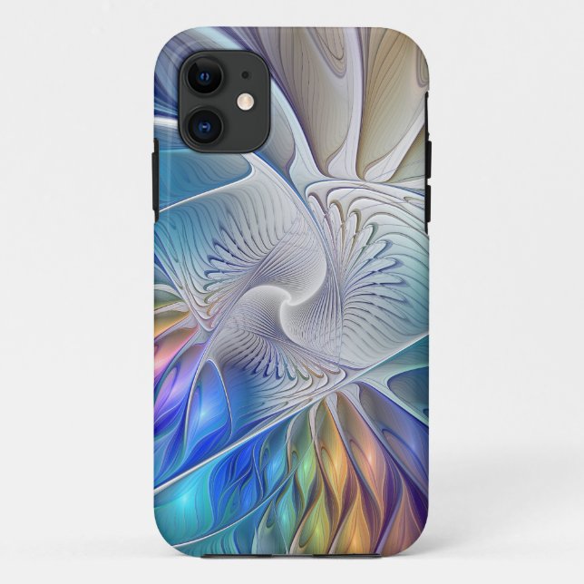 Blumenfantasie, buntes Abstraktes Fraktal Blume Case-Mate iPhone Hülle (Rückseite)