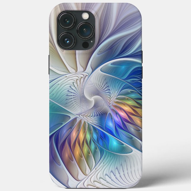 Blumenfantasie, buntes Abstraktes Fraktal Blume Case-Mate iPhone Hülle (Rückseite)
