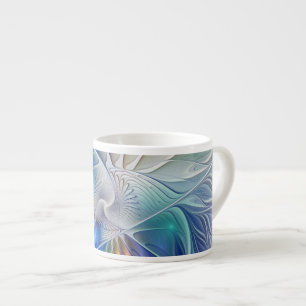 Blumenfantasie, buntes Abstraktes Fraktal Blume Espressotasse