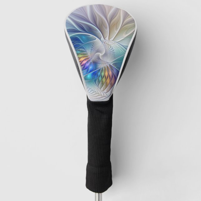 Blumenfantasie, buntes Abstraktes Fraktal Blume Golf Headcover (Vorderseite)