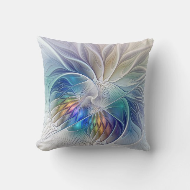 Blumenfantasie, buntes Abstraktes Fraktal Blume Kissen (Vorderseite)