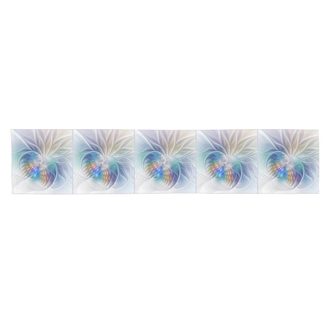 Blumenfantasie, buntes Abstraktes Fraktal Blume Kurzer Tischläufer (Horizontal)
