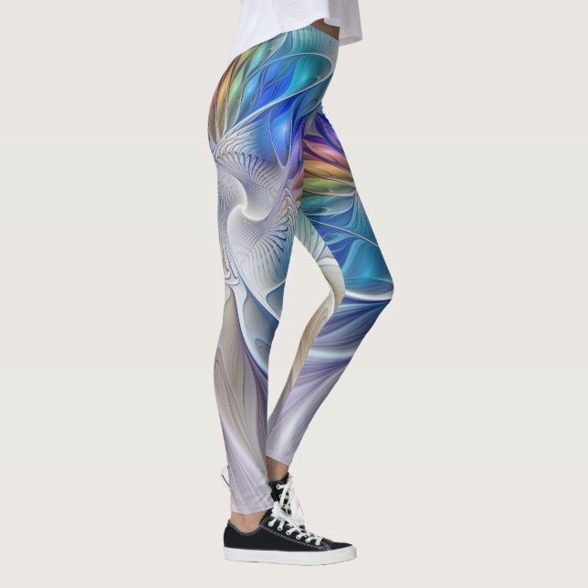 Blumenfantasie, buntes Abstraktes Fraktal Blume Leggings (Rechts)