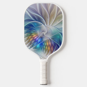 Blumenfantasie, buntes Abstraktes Fraktal Blume Pickleball Schläger