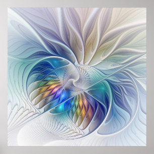 Blumenfantasie, buntes Abstraktes Fraktal Blume Poster