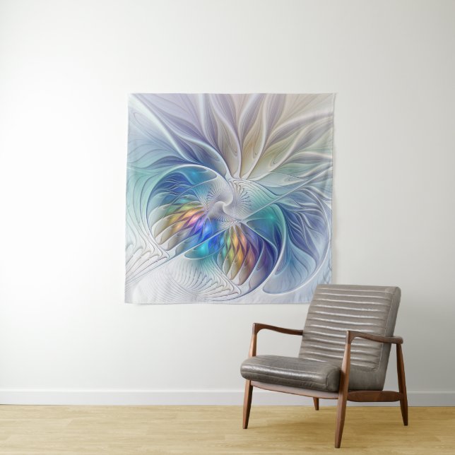 Blumenfantasie, buntes Abstraktes Fraktal Blume Wandteppich (Beispiel)