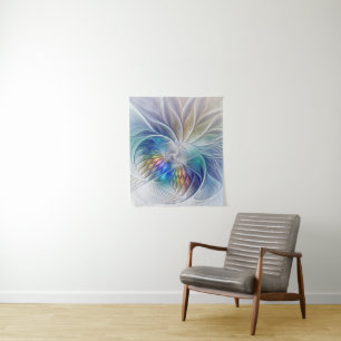 Blumenfantasie, buntes Abstraktes Fraktal Blume Wandteppich