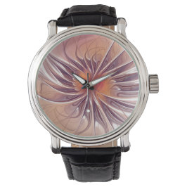 Blumenfantasie, farbenfrohe Abstrakte Fraktal Blum Armbanduhr
