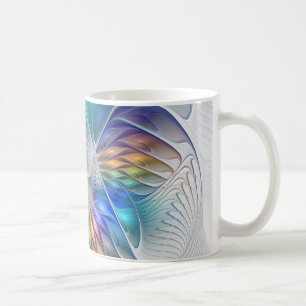 Blumenfantasie, farbenfrohe abstrakte Fraktalblume Kaffeetasse