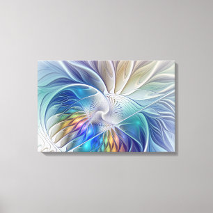 Blumenfantasie, farbenfrohe abstrakte Fraktalblume Leinwanddruck