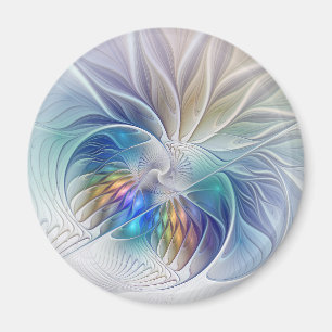 Blumenfantasie, farbenfrohe abstrakte Fraktalblume Magnet