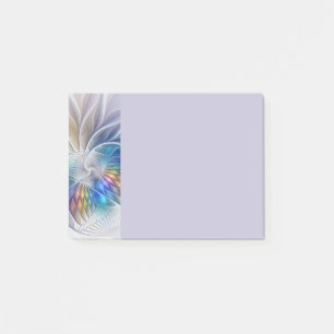 Blumenfantasie, farbenfrohe abstrakte Fraktalblume Post-it Klebezettel