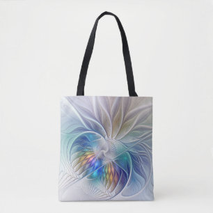 Blumenfantasie, farbenfrohe abstrakte Fraktalblume Tasche