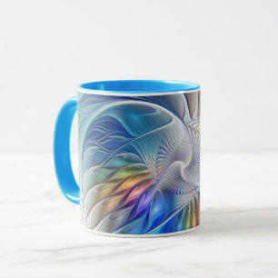 Blumenfantasie, farbenfrohe abstrakte Fraktalblume Tasse