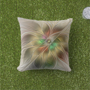 Blumenfantasie mit Gold Modernes Abstraktes Frakta Kissen