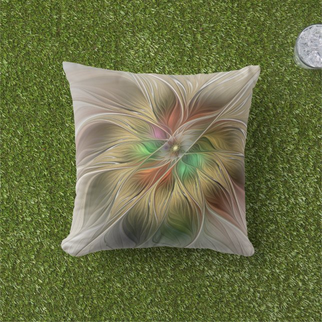 Blumenfantasie mit Gold Modernes Abstraktes Frakta Kissen (Golfball-Marker)