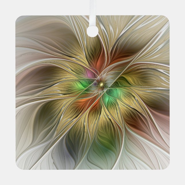 Blumenfantasie mit Gold Modernes Abstraktes Frakta Ornament Aus Metall (Vorderseite)