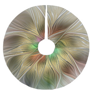 Blumenfantasie mit Gold Modernes Abstraktes Frakta Polyester Weihnachtsbaumdecke
