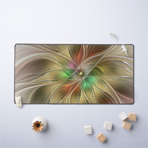 Blumenfantasie mit Gold Modernes Abstraktes Frakta Schreibtischunterlage