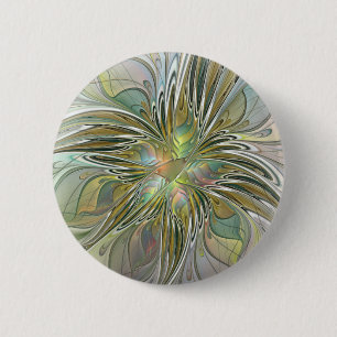 Blumenfantasie Modernes Fraktal Blume mit Gold Button