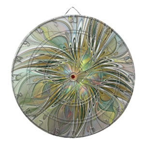 Blumenfantasie Modernes Fraktal Blume mit Gold Dartscheibe