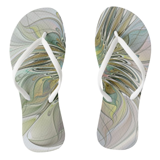 Blumenfantasie Modernes Fraktal Blume mit Gold Flip Flops (Fußbett)