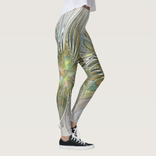 Blumenfantasie Modernes Fraktal Blume mit Gold Leggings