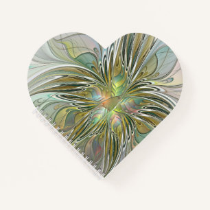 Blumenfantasie Modernes Fraktal Blume mit Gold Notizbuch