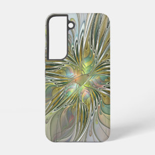 Blumenfantasie Modernes Fraktal Blume mit Gold Samsung Galaxy Hülle
