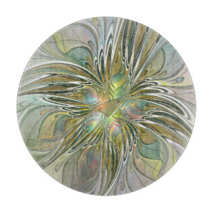 Blumenfantasie Modernes Fraktal Blume mit Gold Schneidebrett