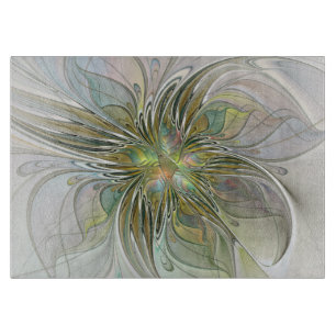 Blumenfantasie Modernes Fraktal Blume mit Gold Schneidebrett