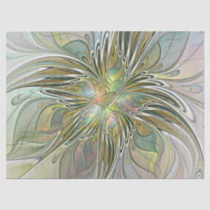 Blumenfantasie Modernes Fraktal Blume mit Gold Seidenpapier