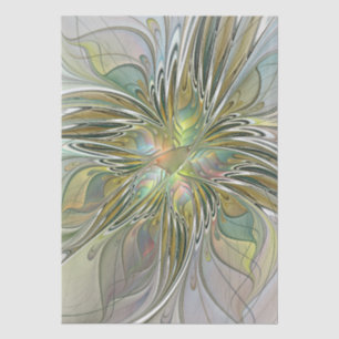 Blumenfantasie Modernes Fraktal Blume mit Gold Seidenpapier