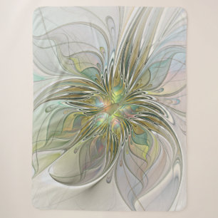 Blumenfantasie Modernes Fraktal Blume mit Gold Sherpadecke