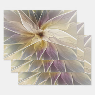 Blumenfantasy Gold Angelpflanzung Abstraktes Frakt Geschenkpapier Set