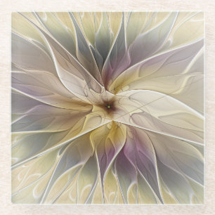 Blumenfantasy Gold Angelpflanzung Abstraktes Frakt Glasuntersetzer