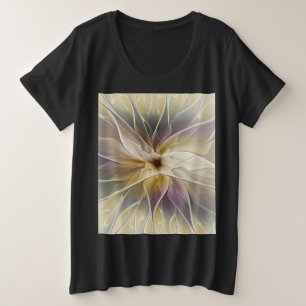 Blumenfantasy Gold Angelpflanzung Abstraktes Frakt Große Größe T-Shirt
