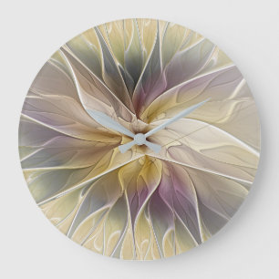 Blumenfantasy Gold Angelpflanzung Abstraktes Frakt Große Wanduhr