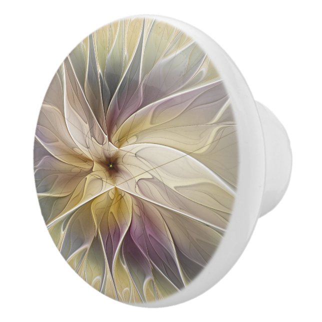 Blumenfantasy Gold Angelpflanzung Abstraktes Frakt Keramikknauf (Rechts)