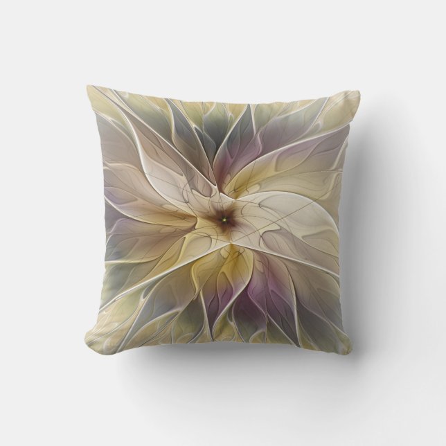 Blumenfantasy Gold Angelpflanzung Abstraktes Frakt Kissen (Vorderseite)