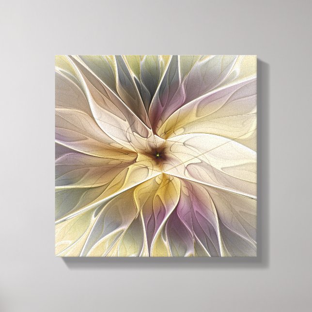 Blumenfantasy Gold Angelpflanzung Abstraktes Frakt Leinwanddruck (Vorderseite)