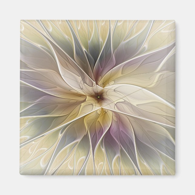 Blumenfantasy Gold Angelpflanzung Abstraktes Frakt Magnet (Vorne)