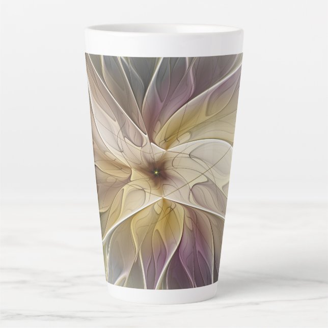 Blumenfantasy Gold Angelpflanzung Abstraktes Frakt Milchtasse (Vorderseite)