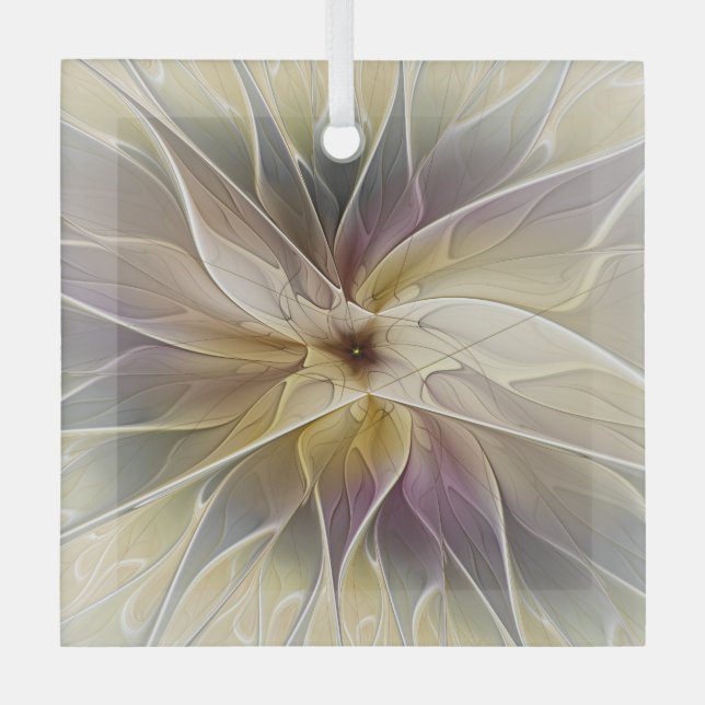 Blumenfantasy Gold Angelpflanzung Abstraktes Frakt Ornament Aus Glas (Vorderseite)