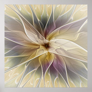 Blumenfantasy Gold Angelpflanzung Abstraktes Frakt Poster